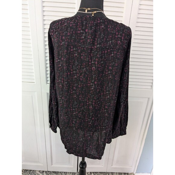 Eddie Bauer Top Women XL Red Black Dotted Long Sleeve Blouse Cottagecore Light - Picture 9 of 13